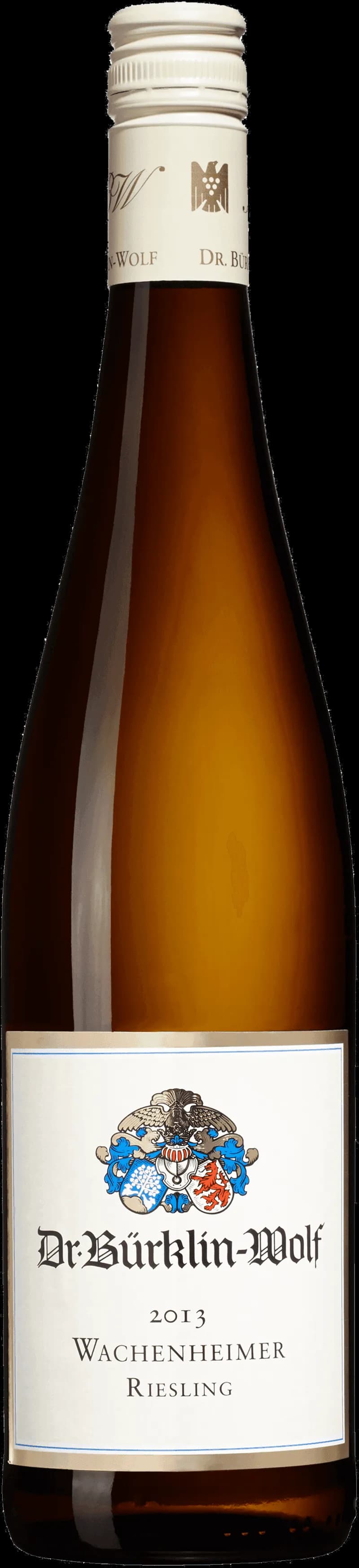Flaska Wachenheimer Riesling vitt vin på bordet.