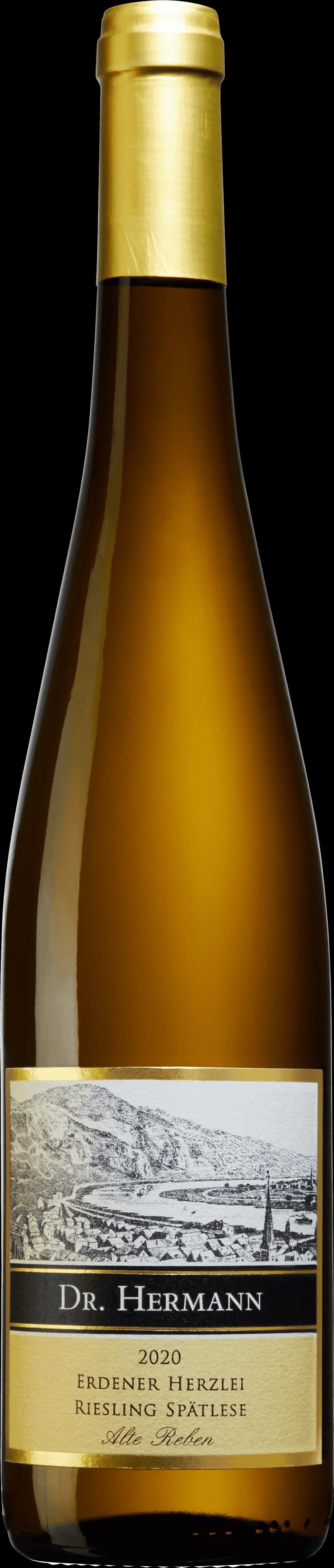 Flaska vitt vin från Weingut Dr. Hermann på en ljus bakgrund