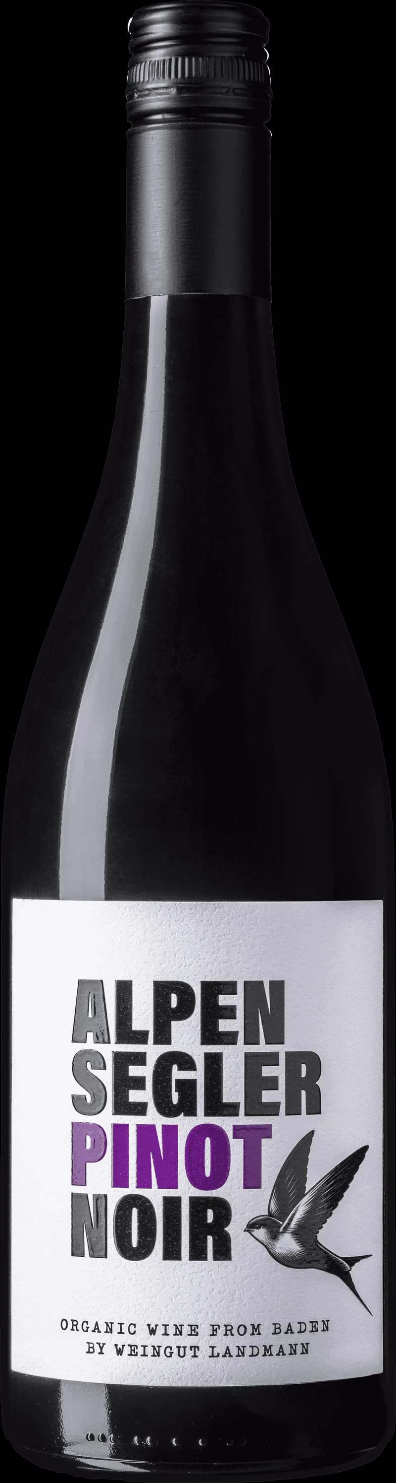 Flaska från Weingut Landmann rött vin på bordet.