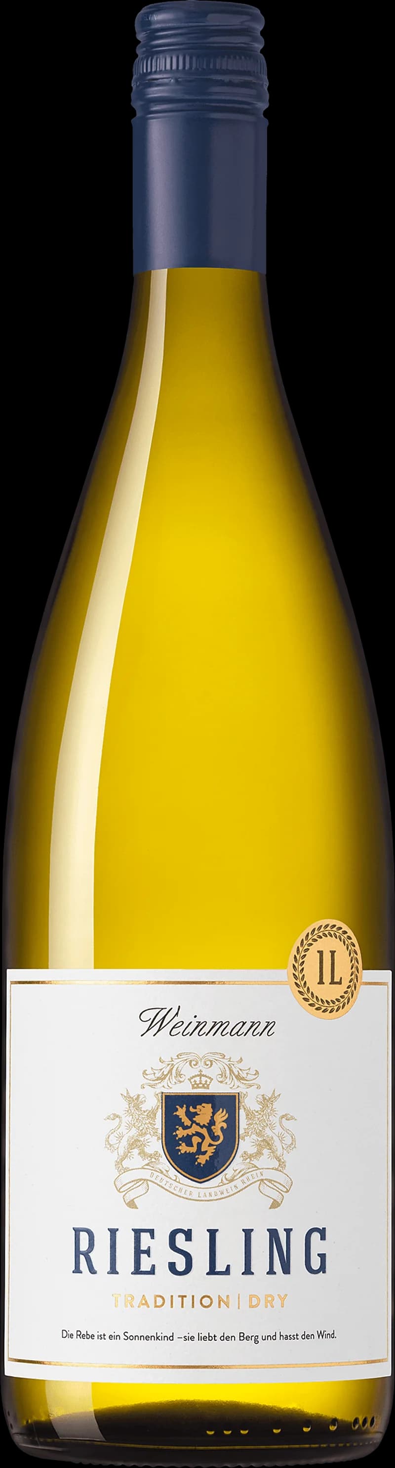 Flaska med vitt vin från Weinmann