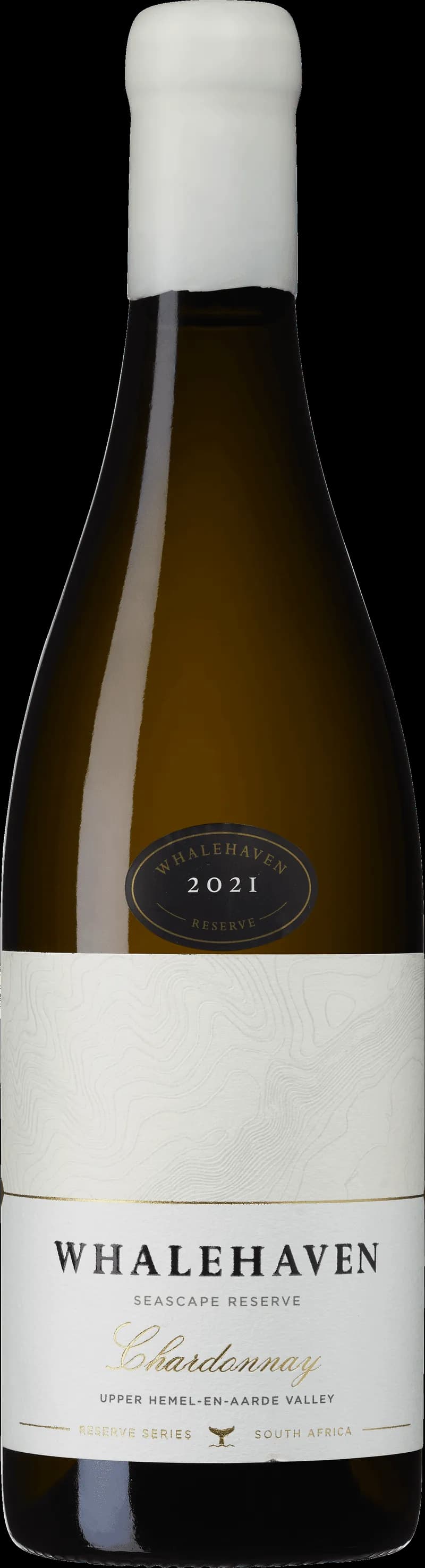 Flaska med Whalehaven vitt vin mot ljus bakgrund