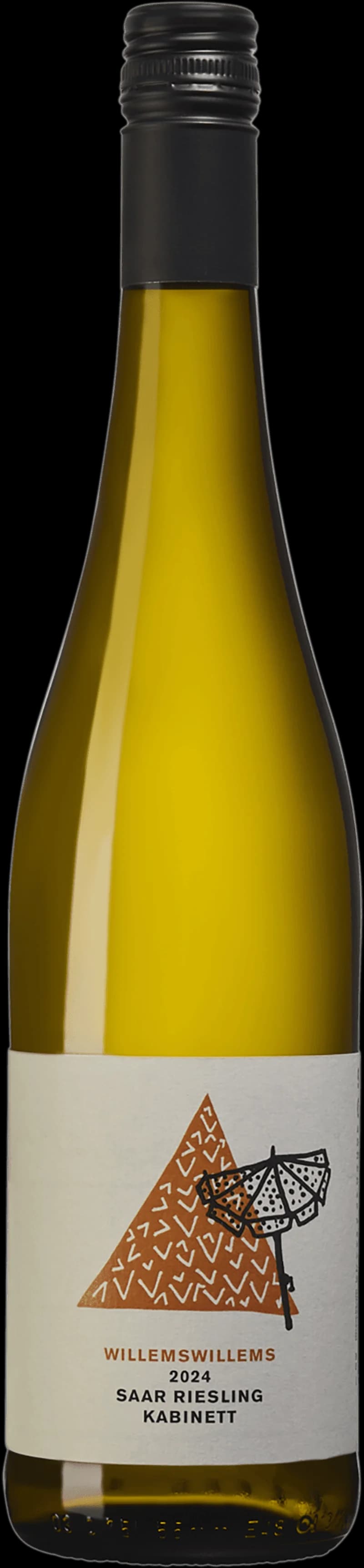 Flaska Willems vitt vin mot ljus bakgrund