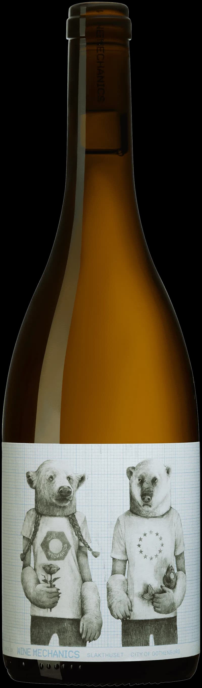 Illustration av vitt vin med mekaniska element