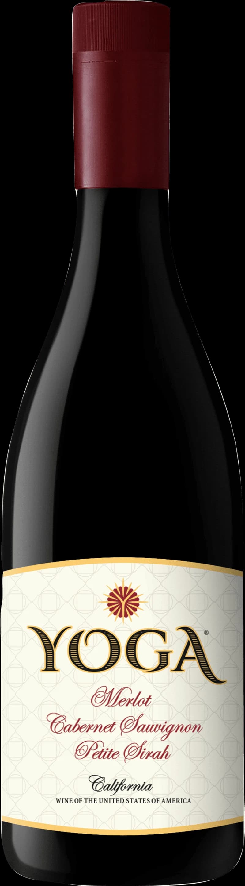 En person som gör yoga med ett glas rött vin bredvid sig.