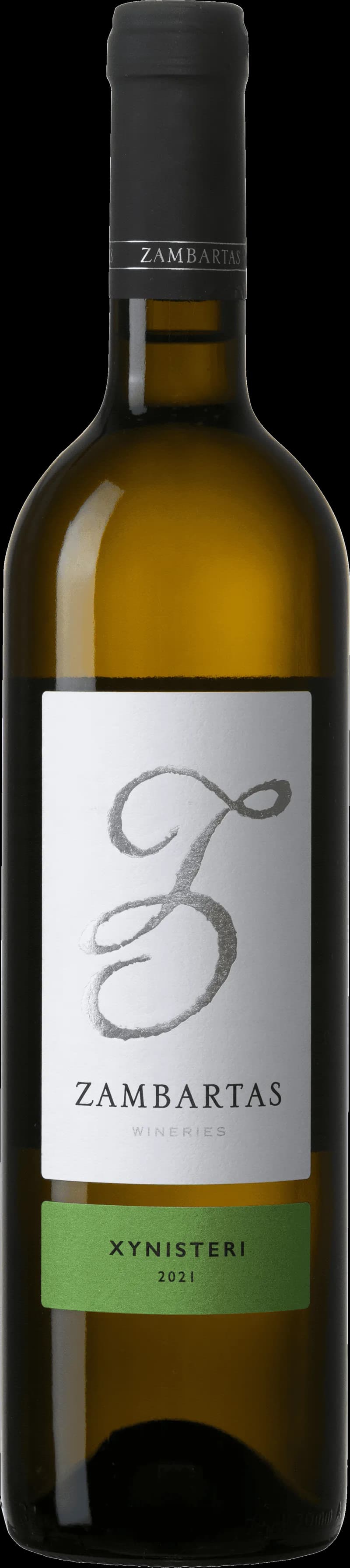 Zambartas vitt vin i ett vinglas mot en neutral bakgrund.
