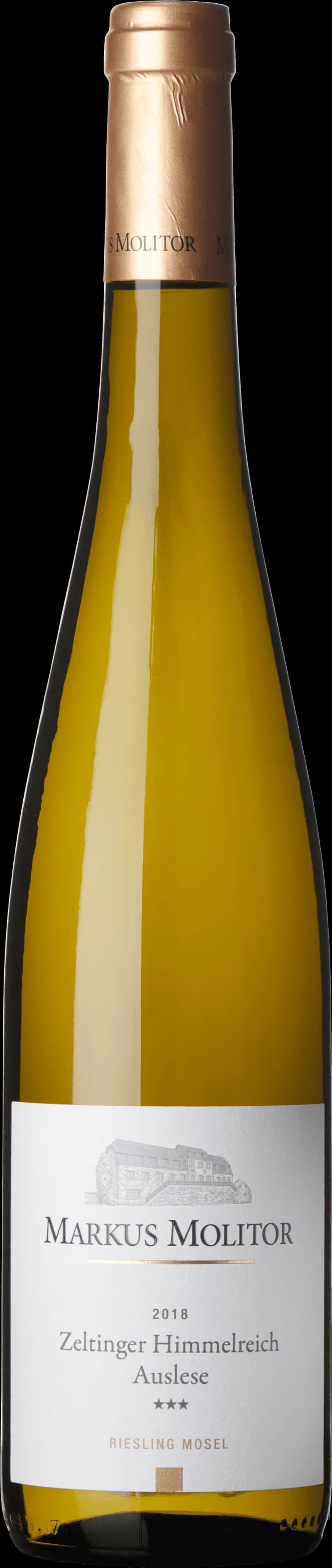 Flaska av vitt vin från Zeltinger Himmelreich, en tysk Auslese.