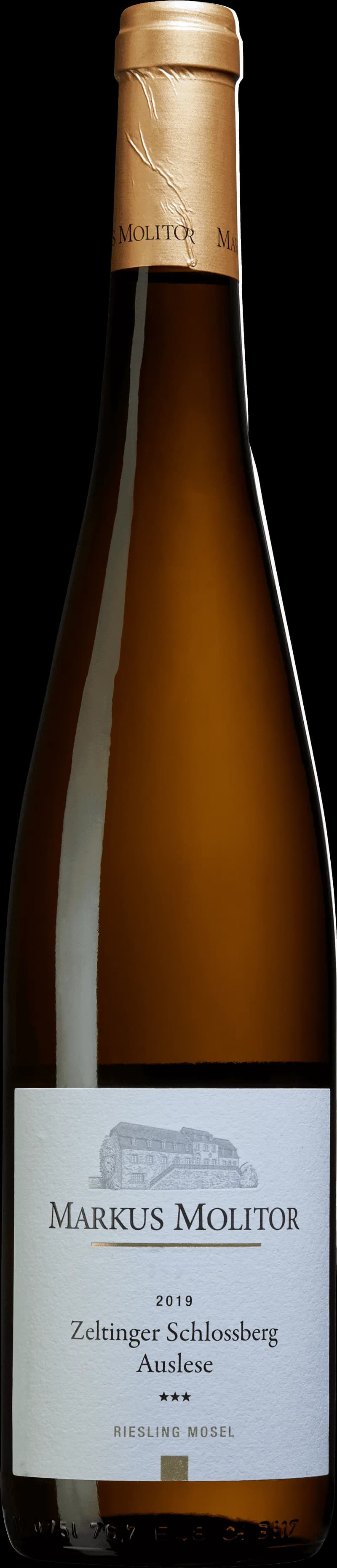 Flaska av Zeltinger Schlossberg Auslese vitt vin från Mosel