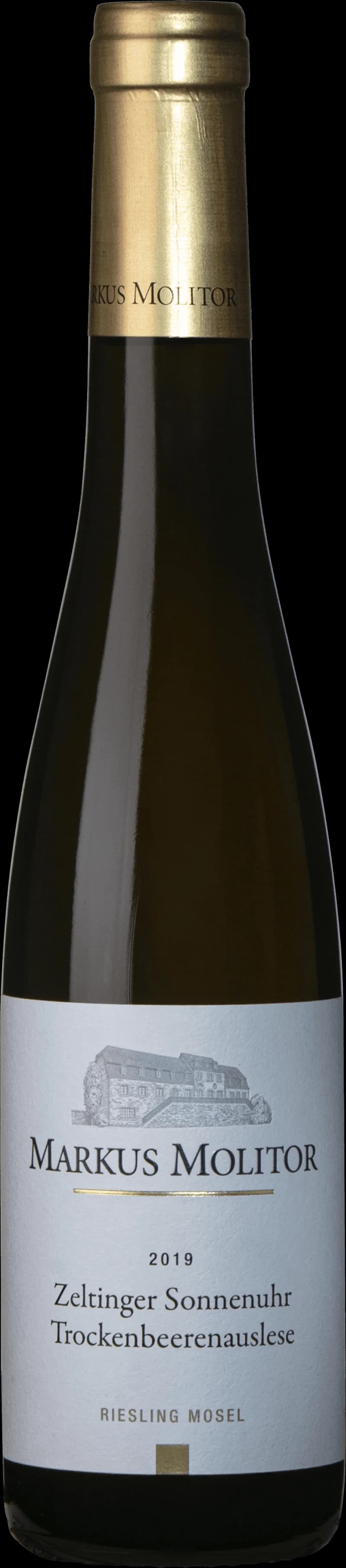 Flaska av Zeltinger Sonnenuhr Trockenbeerenauslese vitt vin från Mosel