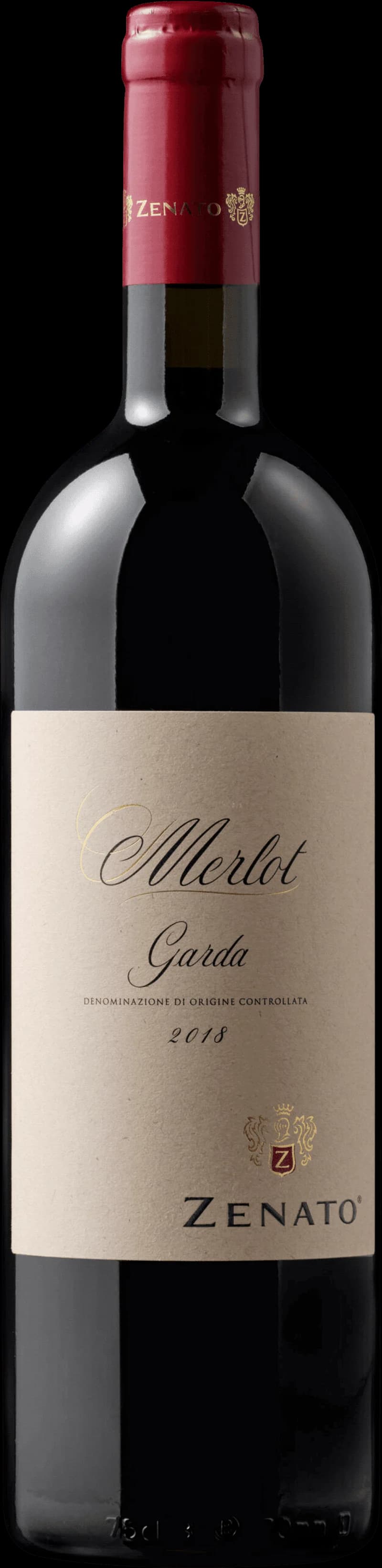 Flaska av Zenato rött vin mot en mörk bakgrund
