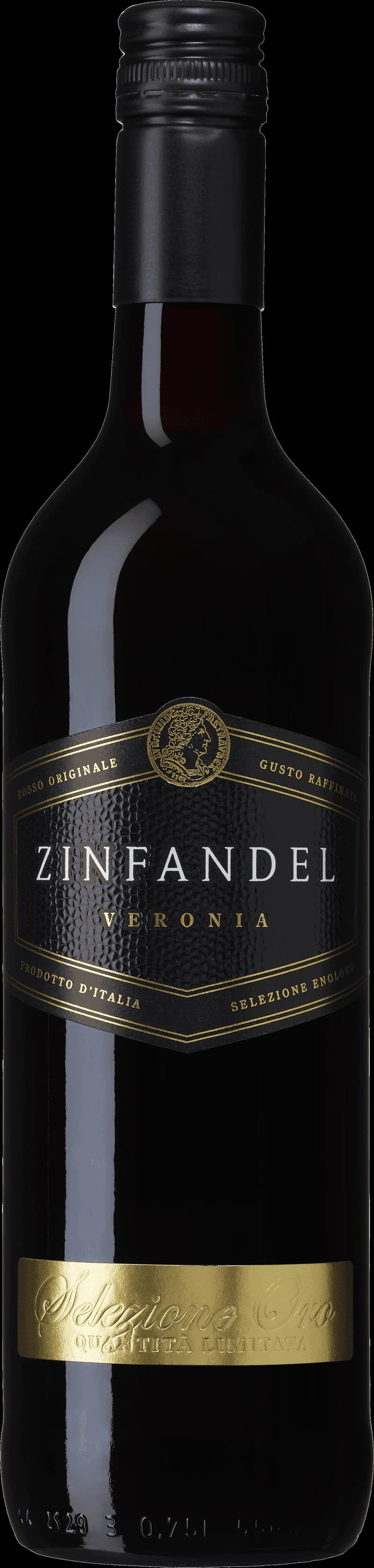 Ett glas rött Zinfandel-vin mot en mörk bakgrund.