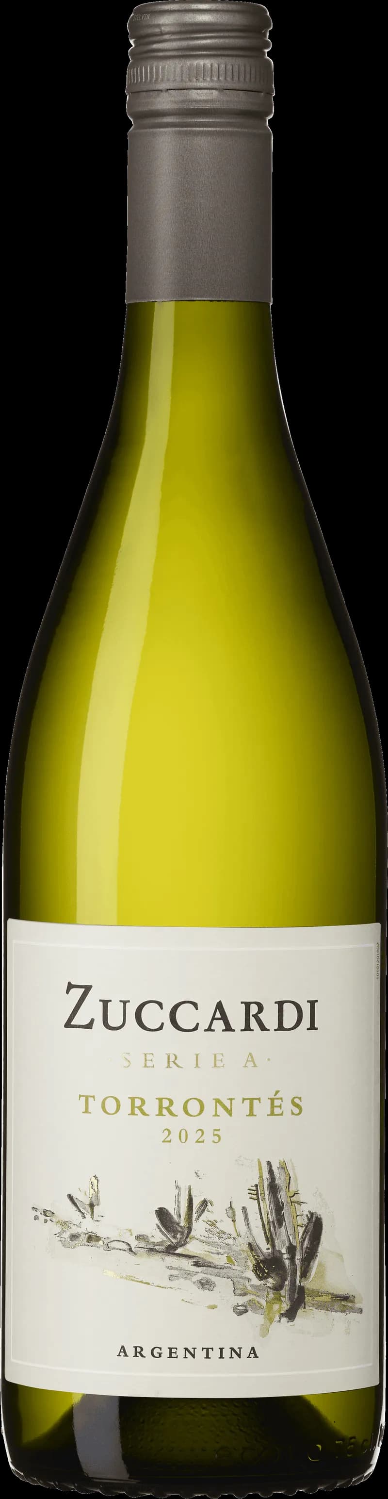 Flaska med Zuccardi vitt vin mot ljus bakgrund