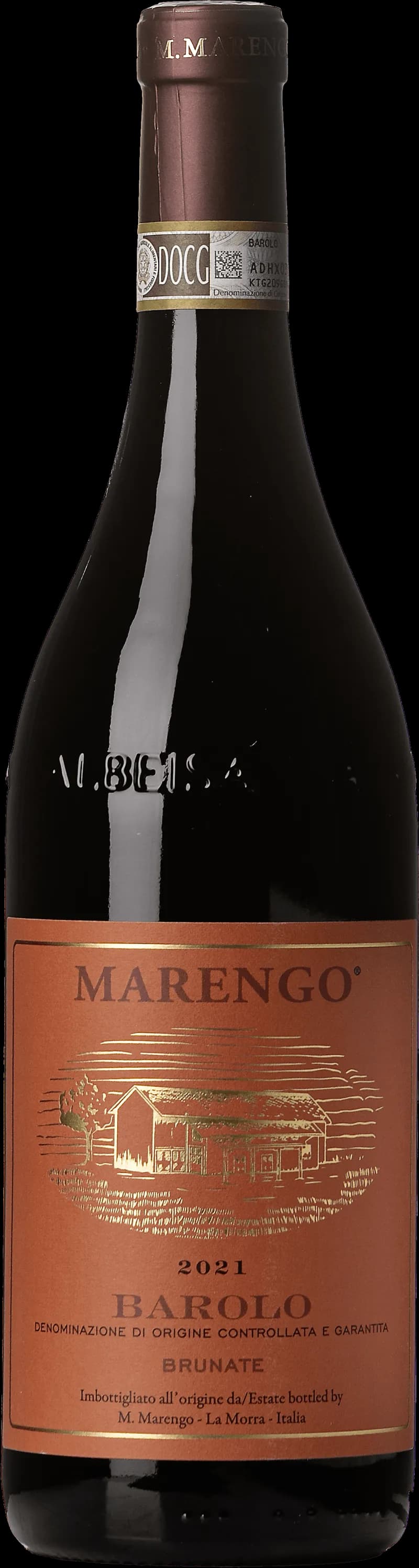 Flaska Barolo Brunate rött vin från Piemonte, Italien.