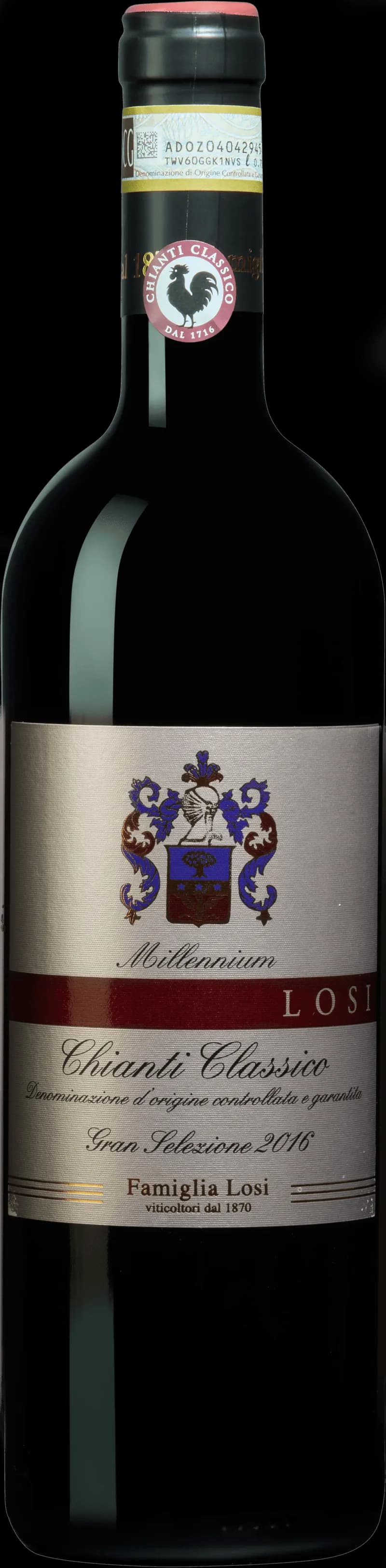 Flaska Chianti Classico rött vin mot neutral bakgrund