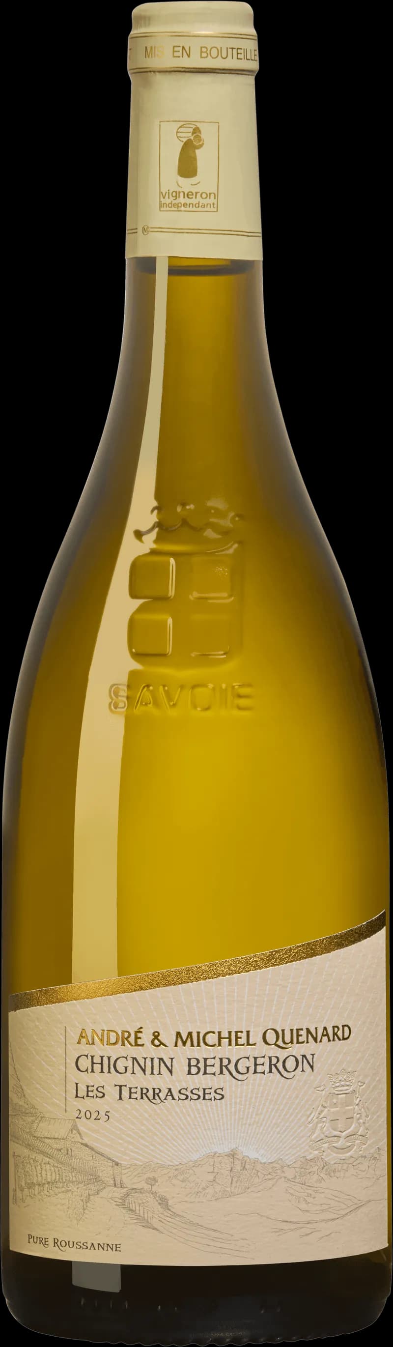 Flaska Chignin-Bergeron vitt vin från Savojen