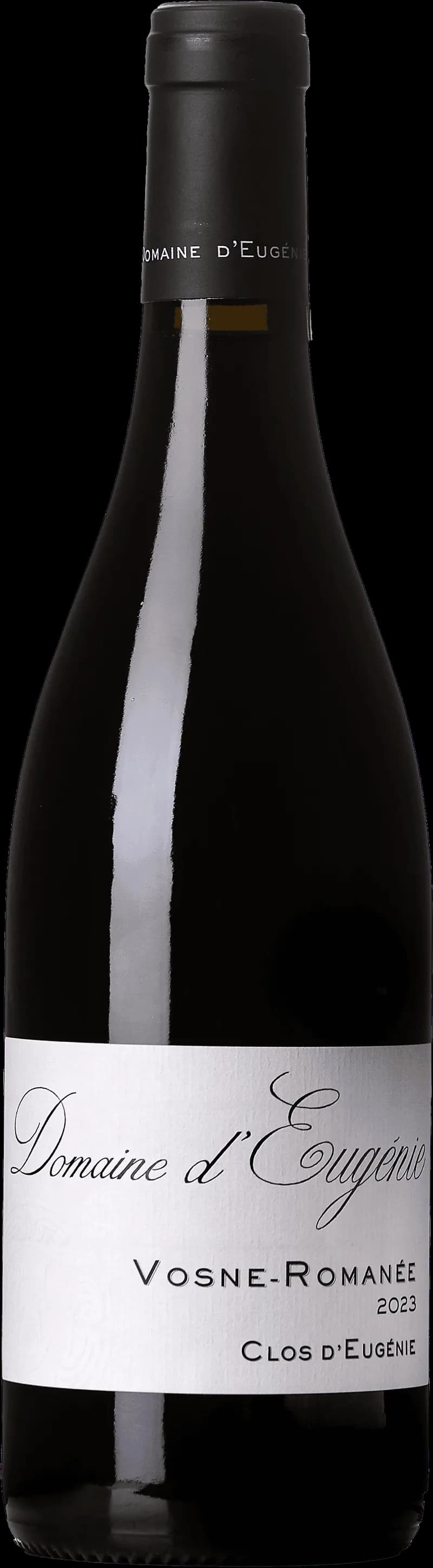 Flaska av rött vin från Vosne-Romanée Clos d'Eugenie, Bourgogne.