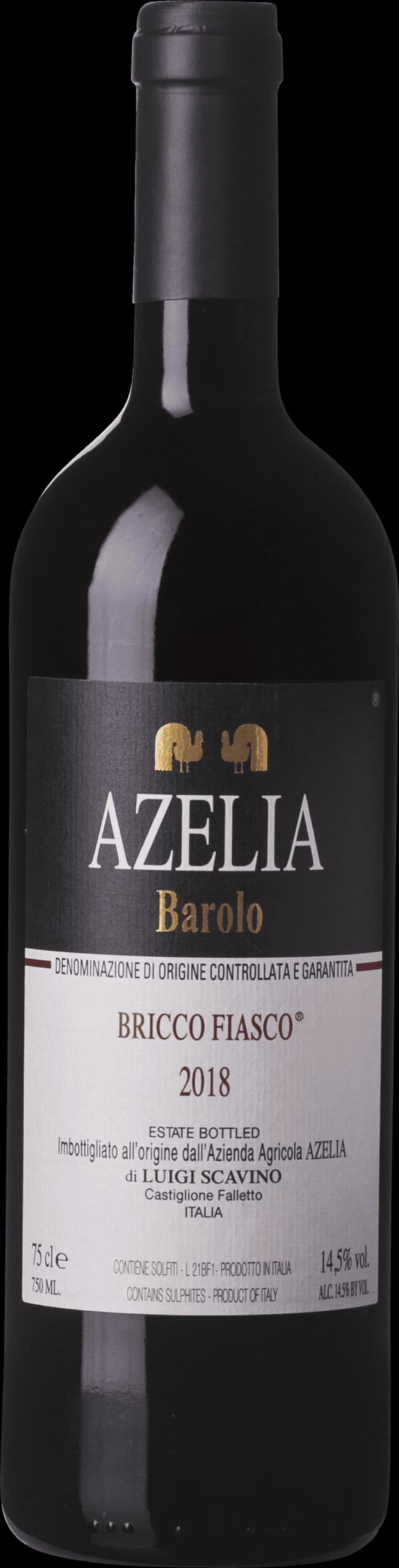 Flaska rött vin av Barolo Bricco Fiasco, ett klassiskt italienskt vin från Piemonte