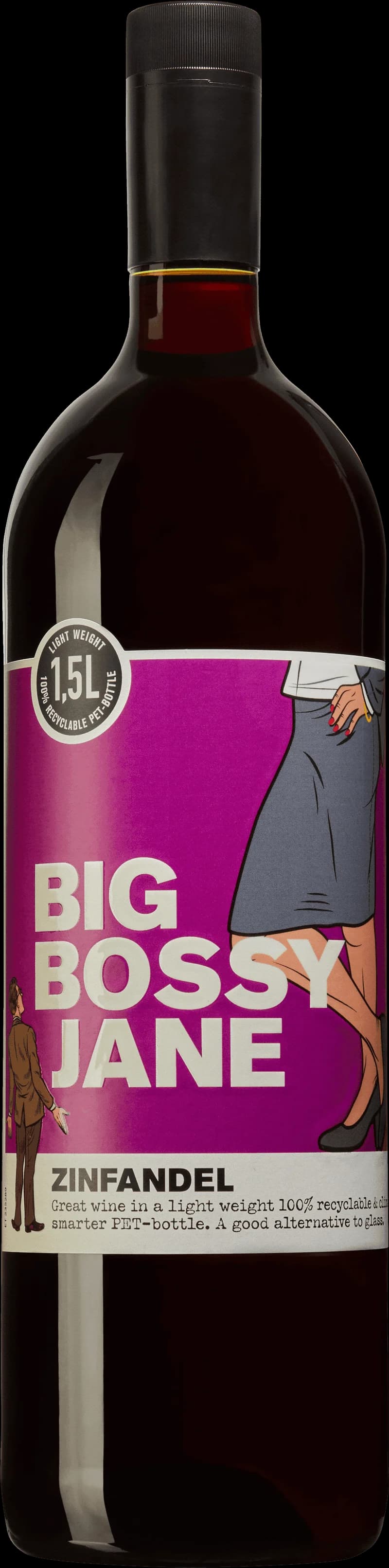 Flaska Big Bossy Jane rött vin mot neutral bakgrund