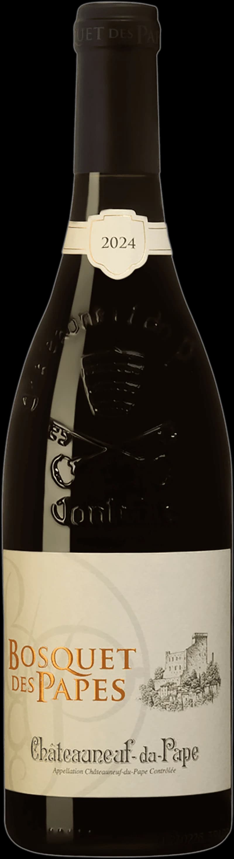 Flaska rött vin från Bosquet des Papes, Châteauneuf-du-Pape