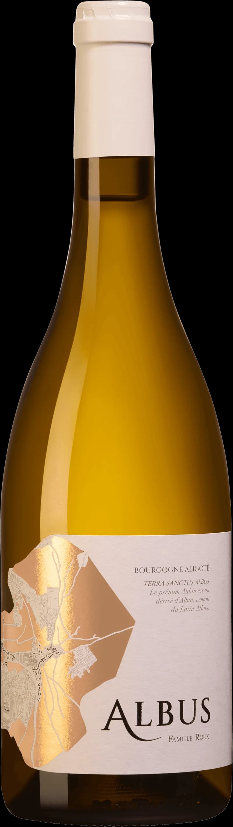Flaska Bourgogne Aligoté, ett friskt vitt vin från Bourgogne gjort på druvan Aligoté