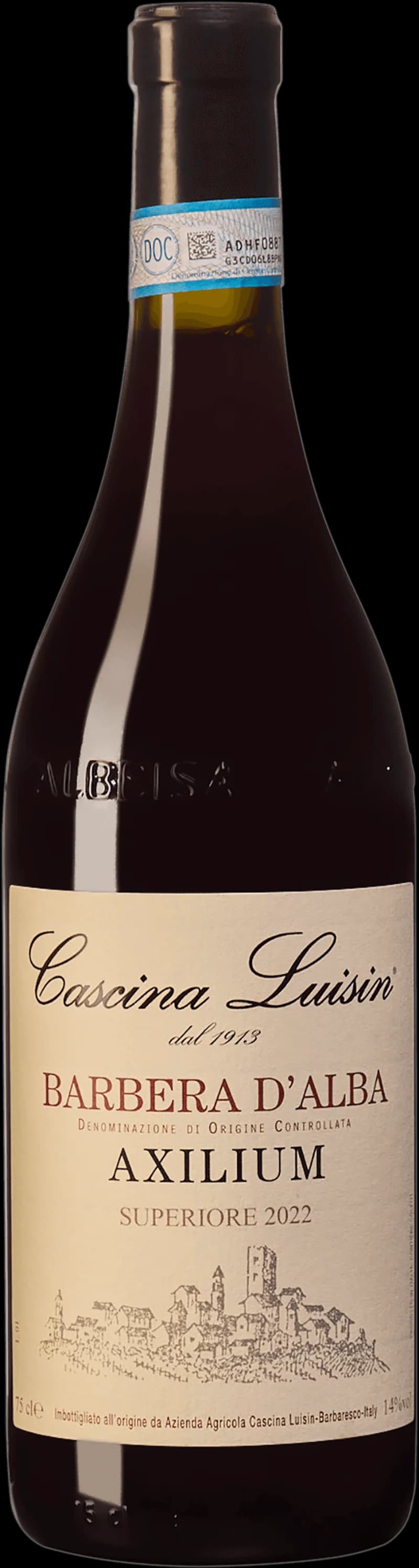 Flaska Cascina Luisin rött vin, ett italienskt rödvin från Piemonte