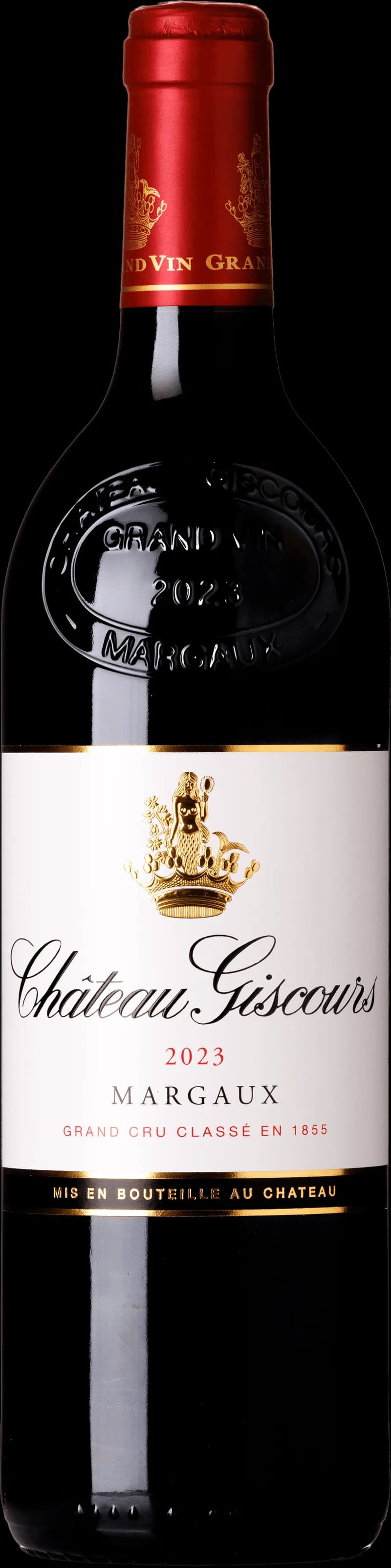 Flaska Château Giscours rött vin, ett elegant Bordeauxvin från Margaux