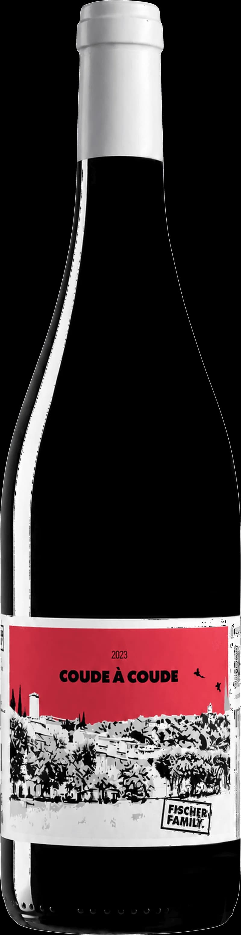 Coudé-coudé, ett rött vin upphällt i glas, fotograferat för vin- och matmagasin.
