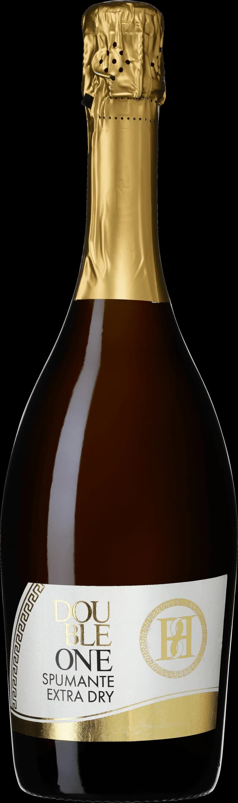 Flaska Double One mousserande vin mot en ljus bakgrund