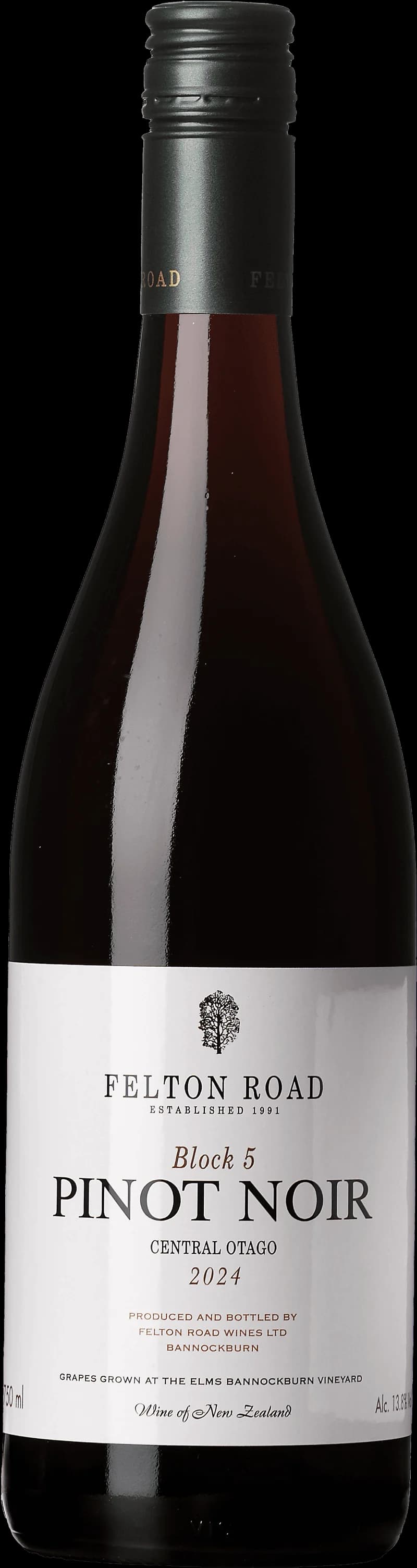 Flaska rött vin från Felton Road, nyzeeländsk pinot noir