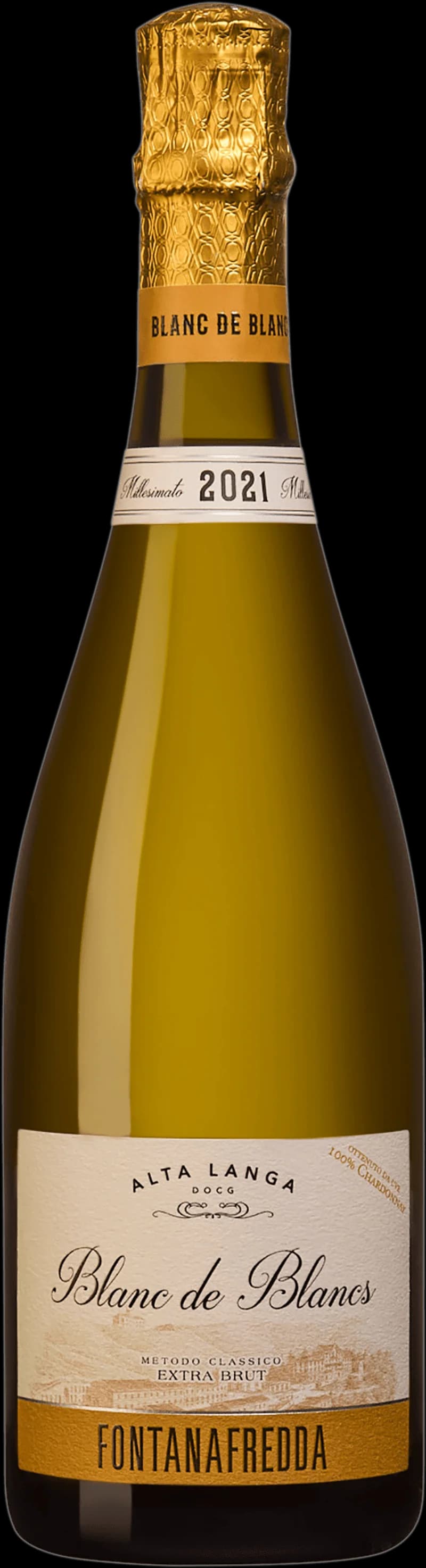 Flaska Fontanafredda mousserande vin mot ljus bakgrund