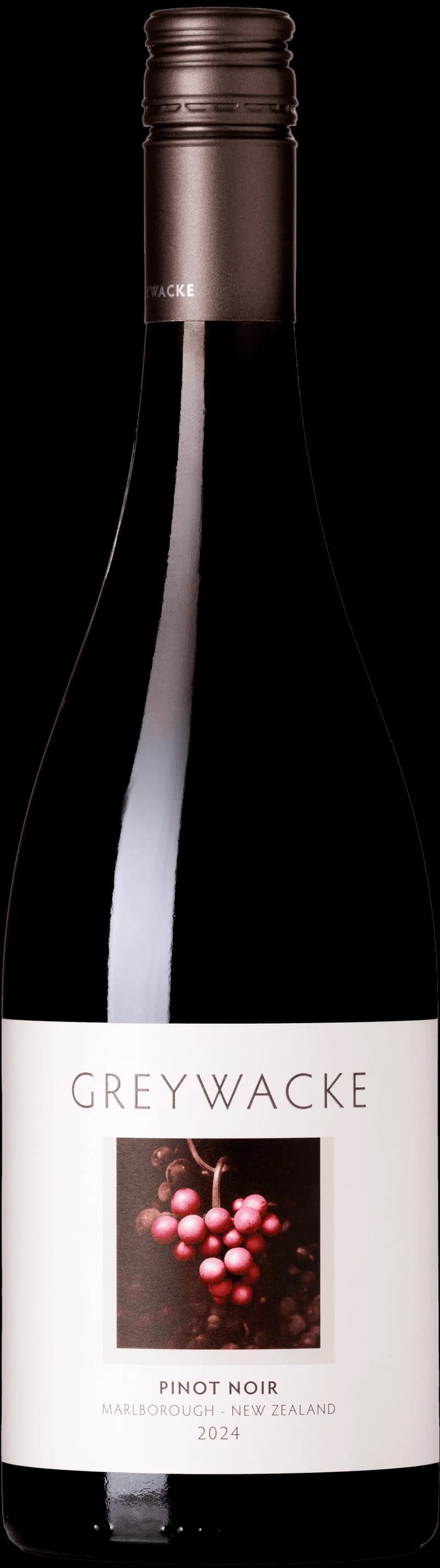 Flaska med rött vin från Greywacke, vinproducent i Nya Zeeland