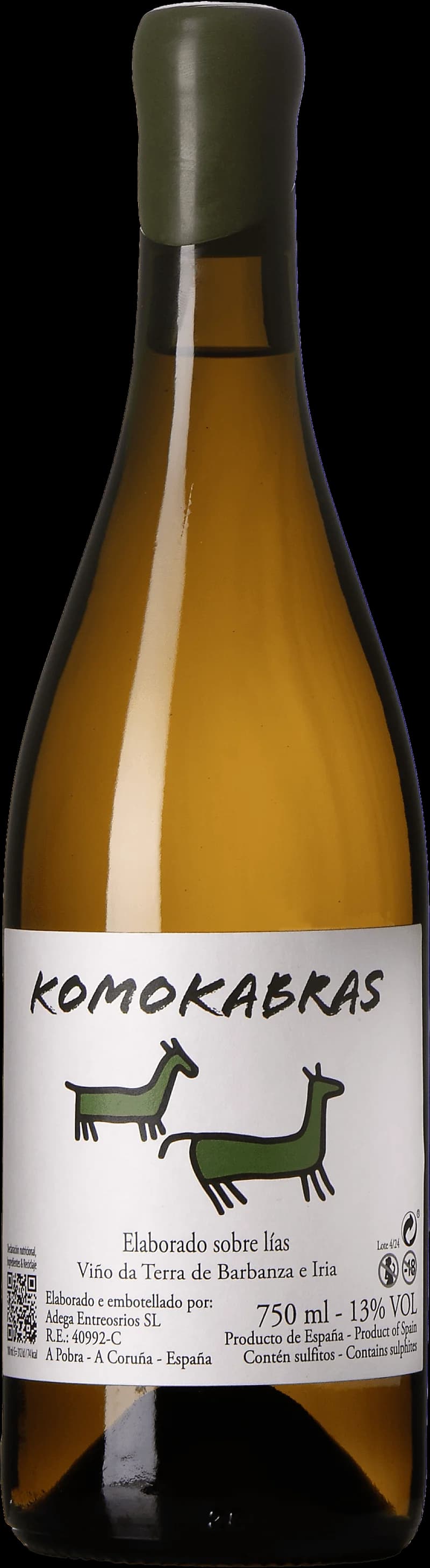 Flaska Komokabras Lias vitt vin, ett ljust och fräscht vitvin från producenten Komokabras.