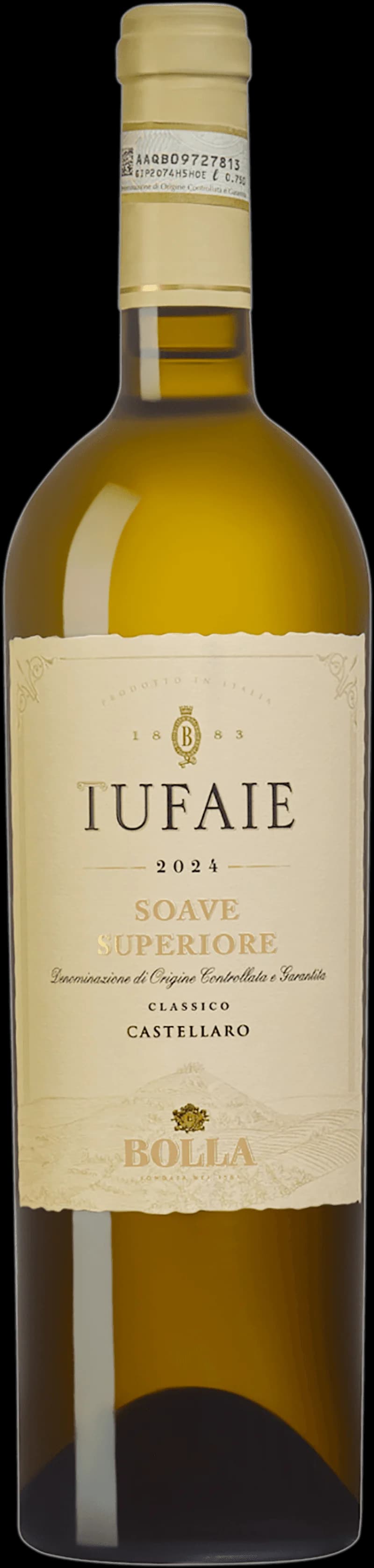 Flaska Le Tufaie Soave Superiore, ett italienskt vitt vin från Veneto