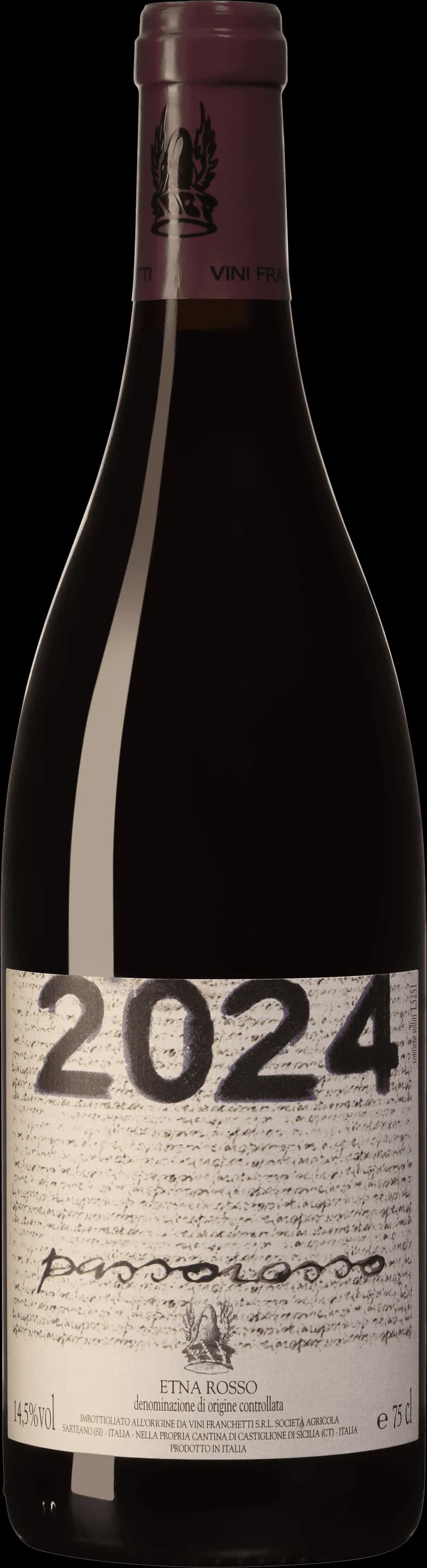 Flaska och glas med rött vin av sorten Passorosso