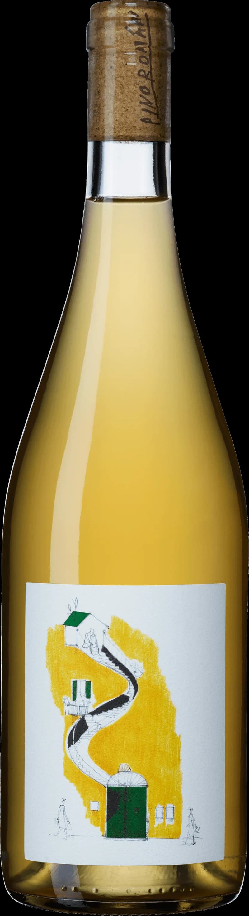 Pino Rom, ett rött och vitt vin presenterat i en avlång bild