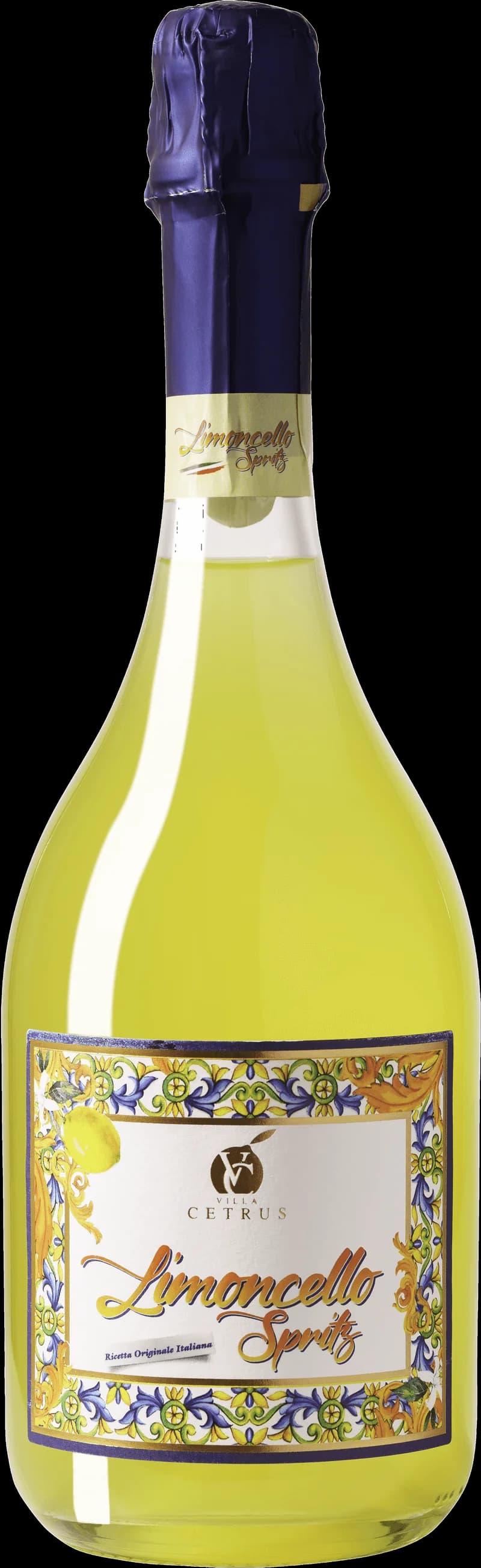Flaskor med Villa Cetrus smaksatt vin och fruktvin på en bricka.