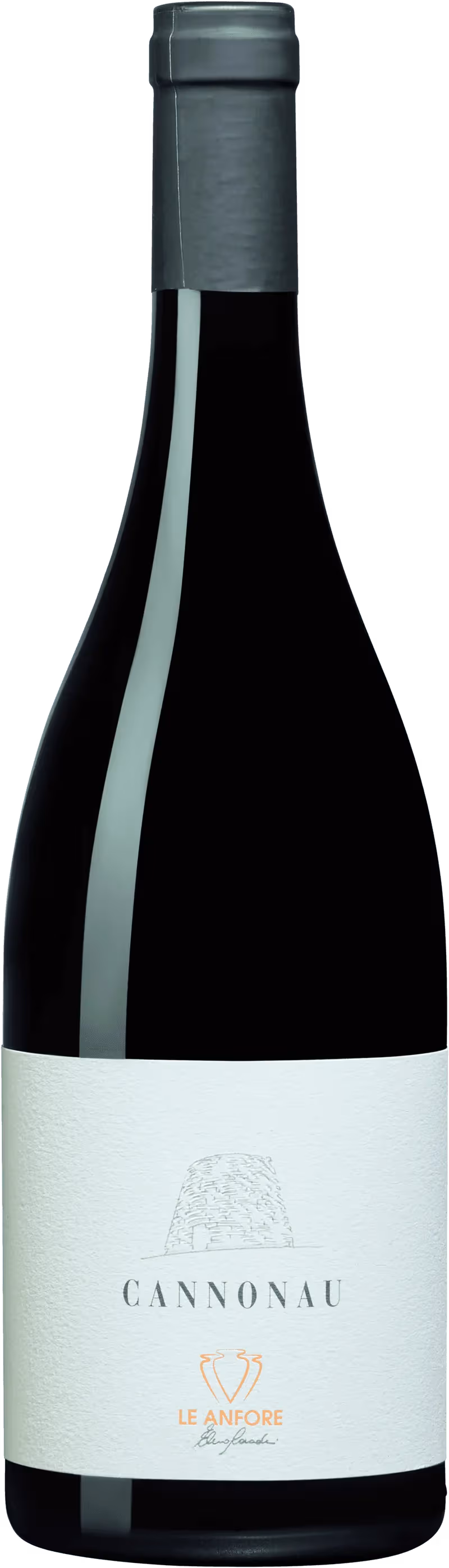 Flaska med rött Cannonau-vin på ett bord