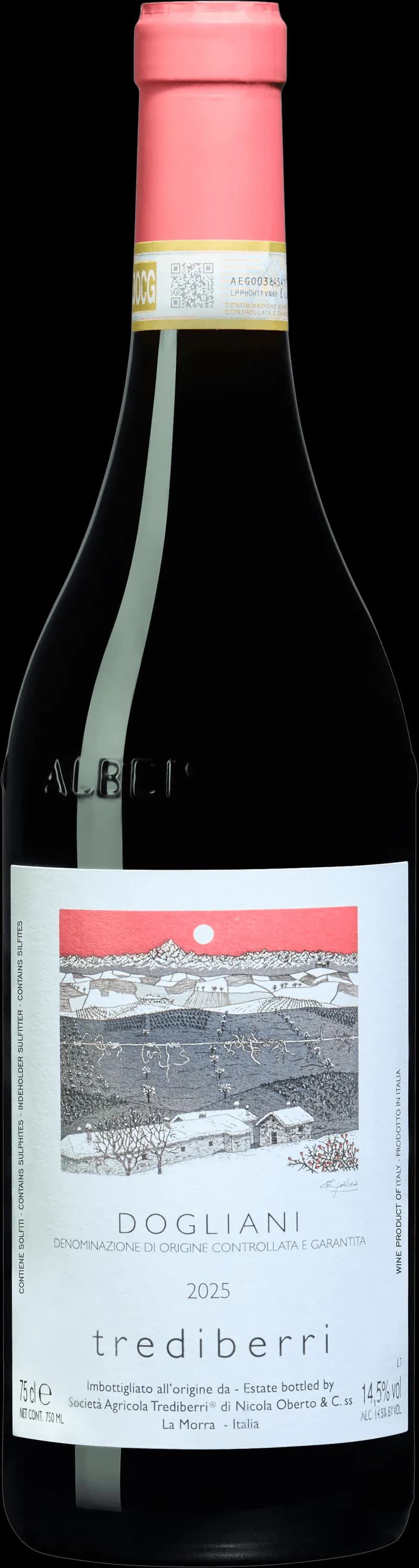 Flaska med rött vin från Dogliani