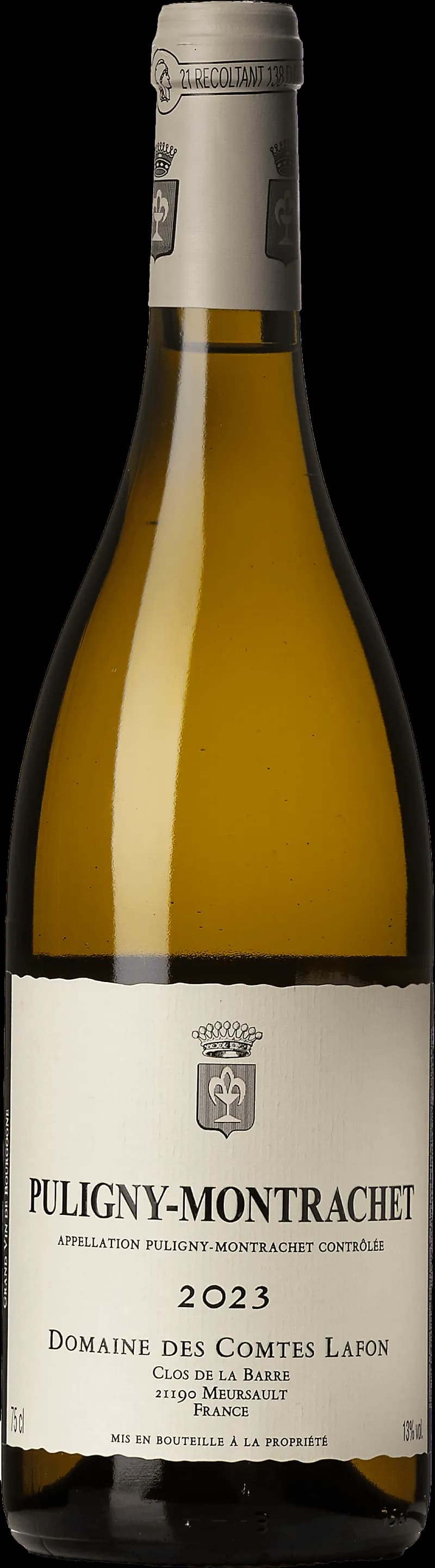 Flaska med vitt vin från Puligny-Montrachet, en prestigefylld bourgogneappellation.