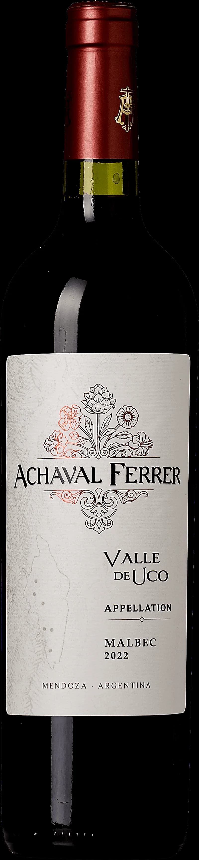 Flaska Achaval Ferrer rött vin från Argentina, fotograferad mot neutral bakgrund