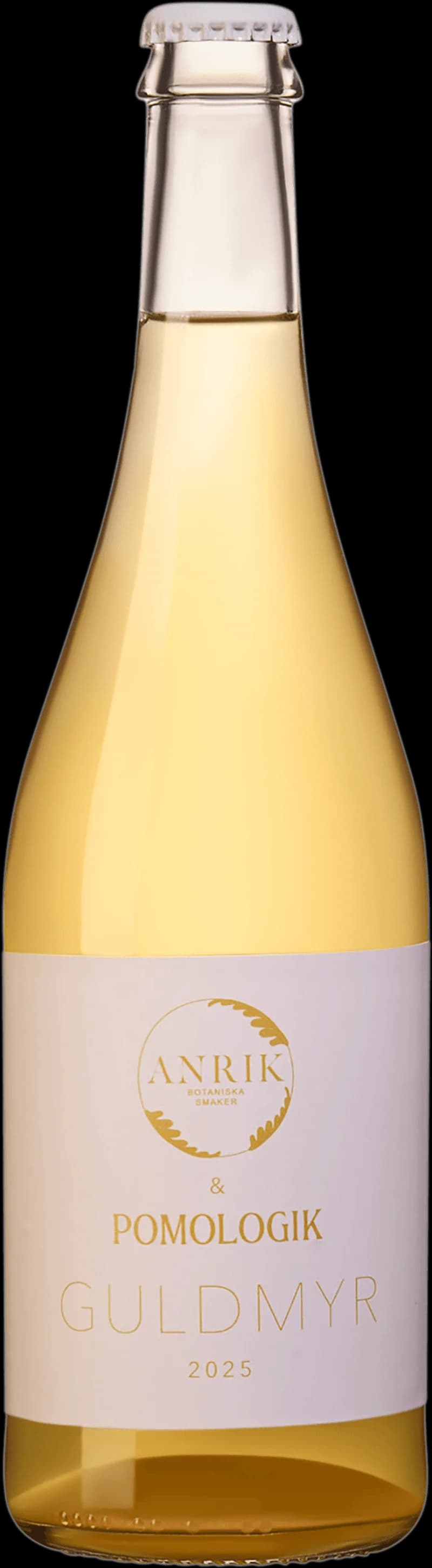 Flaska mousserande vin från BryggCompagni, fotograferad mot ljus bakgrund