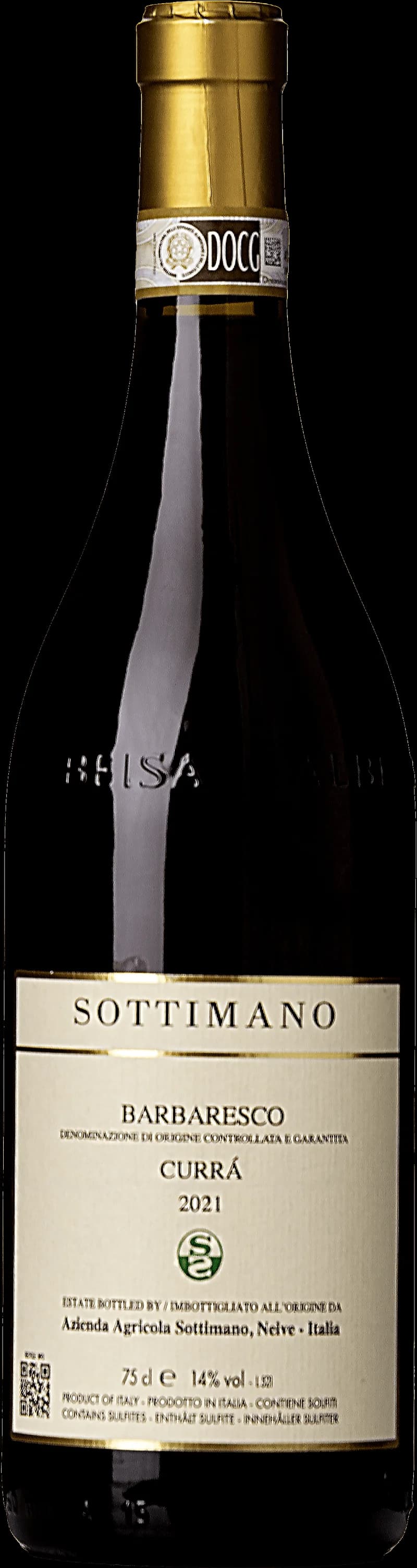 Flaska och glas med rött Barbaresco-vin från Piemonte i Italien