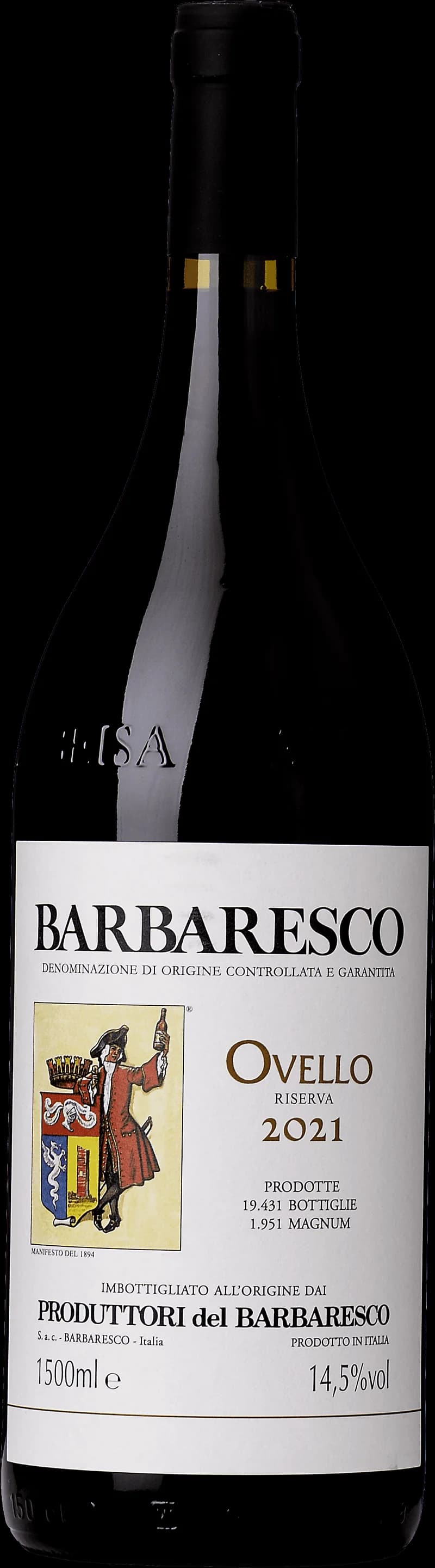 Flaska Barbaresco Riserva Ovello, ett rött vin från Piemonte i Italien