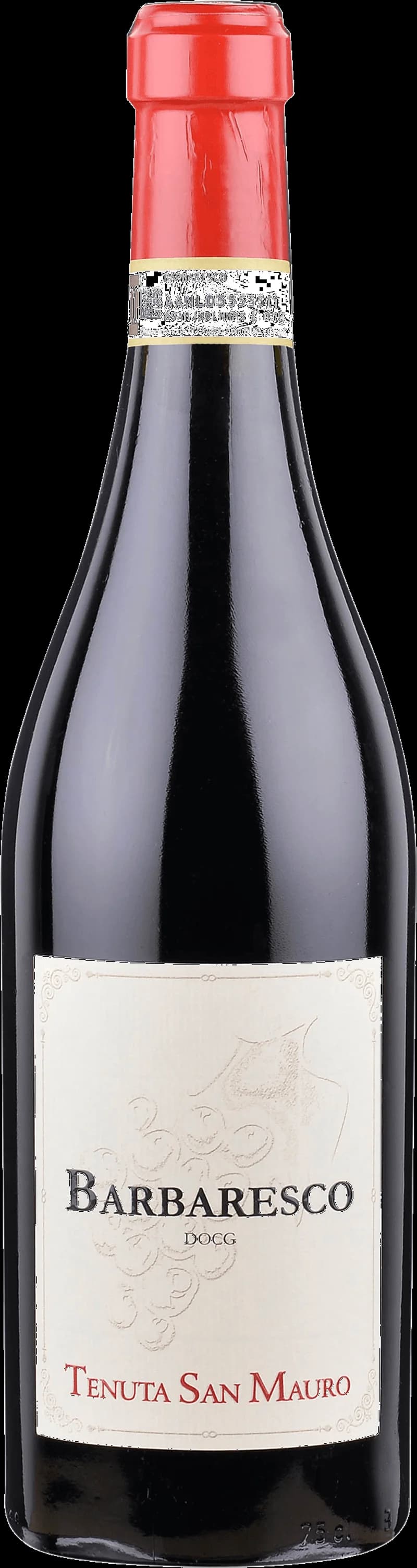 Flaska och glas med rött Barbaresco-vin från Piemonte i Italien