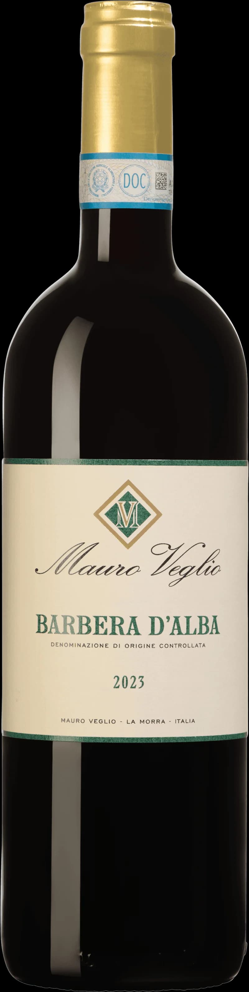 Flaska rött vin av typen Barbera d'Alba, italienskt rödvin från Piemonte