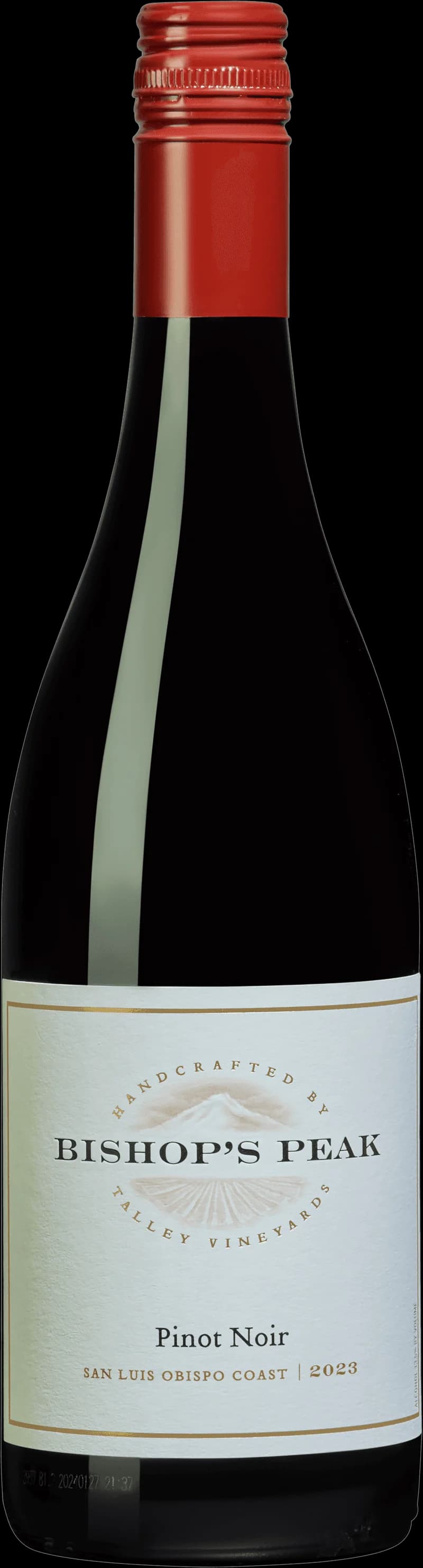 Flaska Bishop's Peak rött vin mot en ljus bakgrund