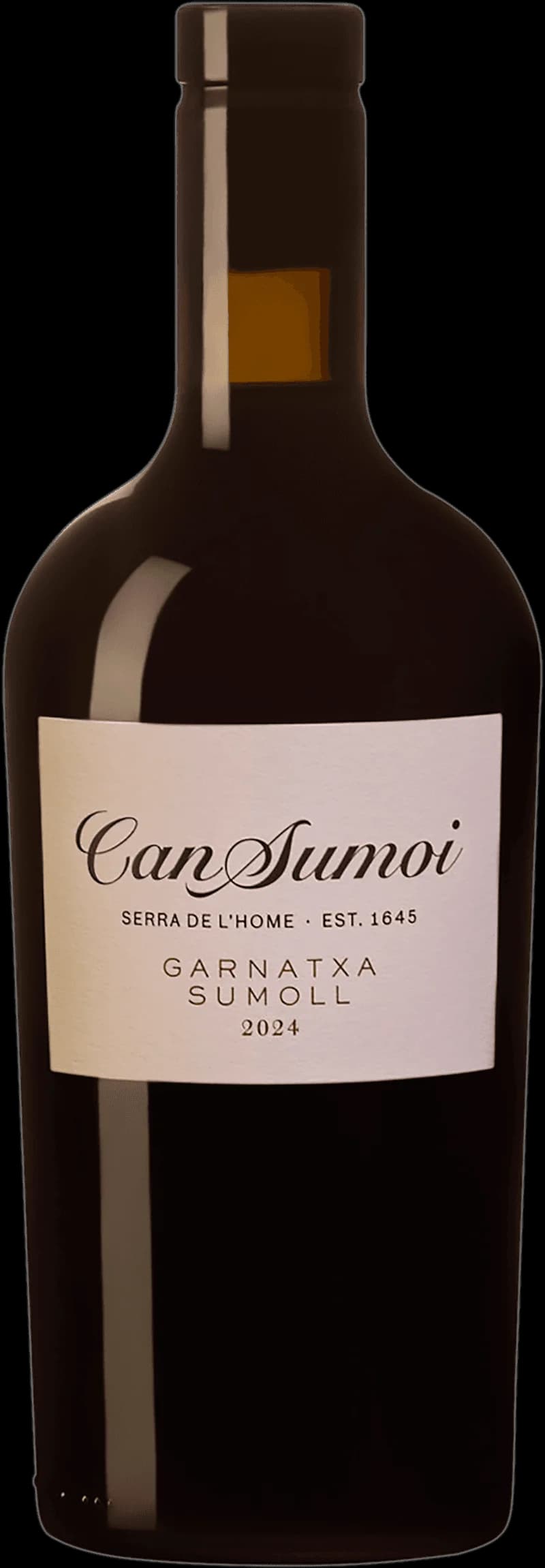 Flaska Can Sumoi rött vin mot en neutral bakgrund