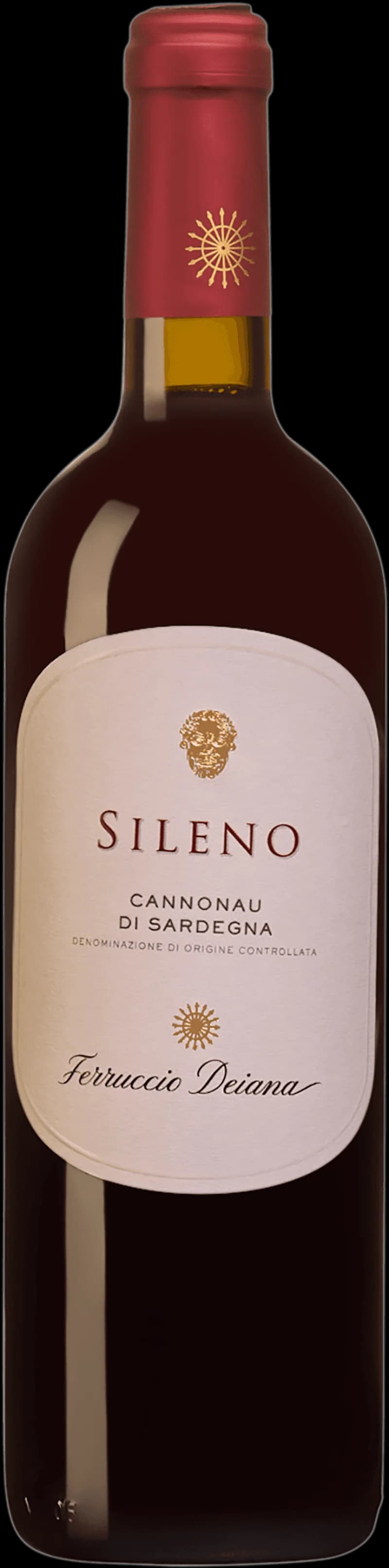 Flaska rött vin av Cannonau di Sardegna Sileno, ett sardiskt rödvin på druvan Cannonau