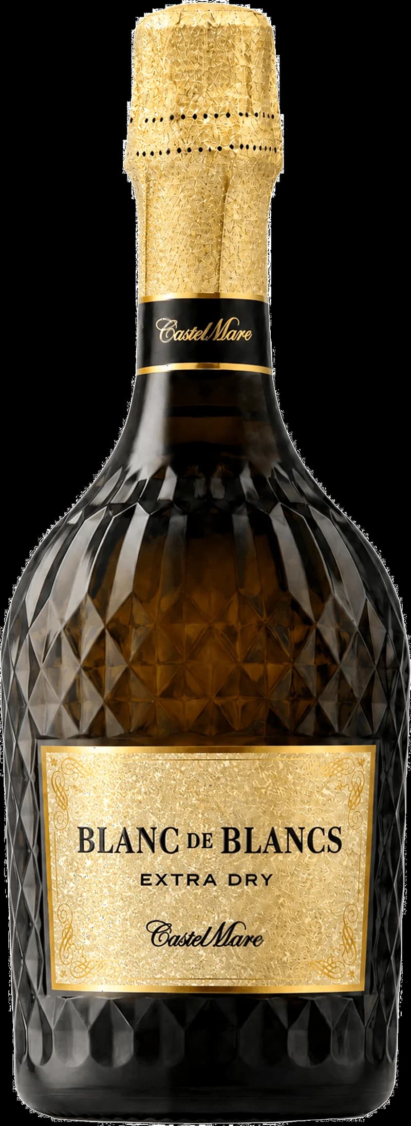 Flaska Castelmare mousserande vin mot en ljus bakgrund
