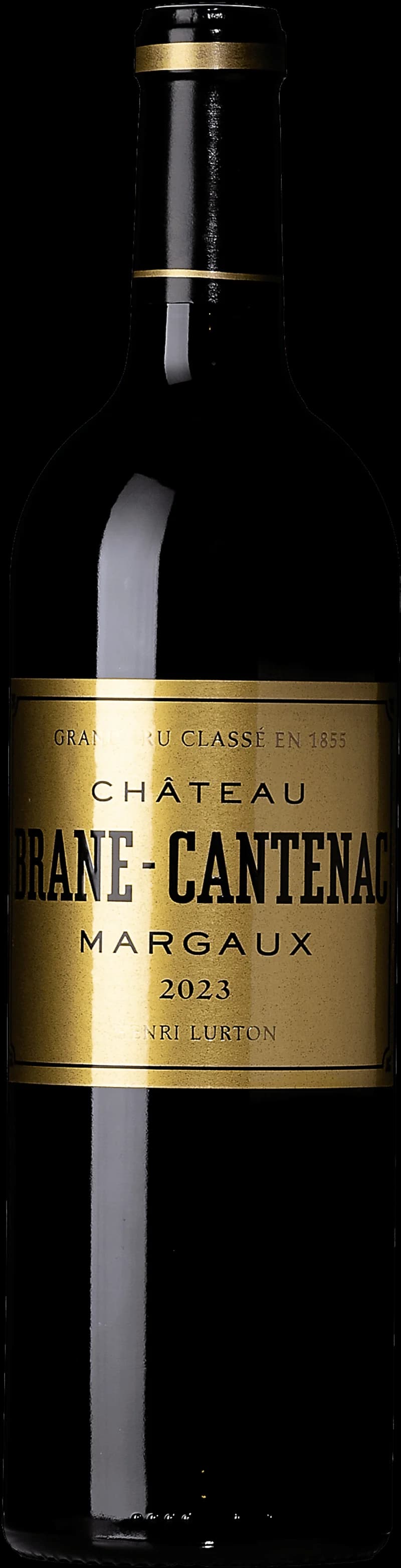 Flaska rött vin från Château Brane-Cantenac, ett slott i Margaux i Bordeaux