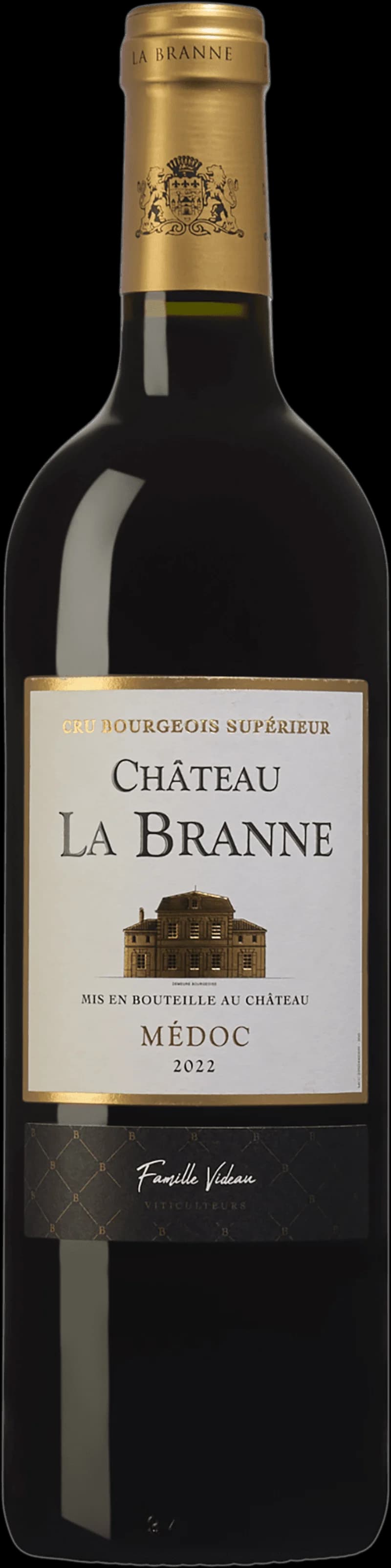 Flaska Château La Branne rött vin, en fransk rödvin från Bordeaux